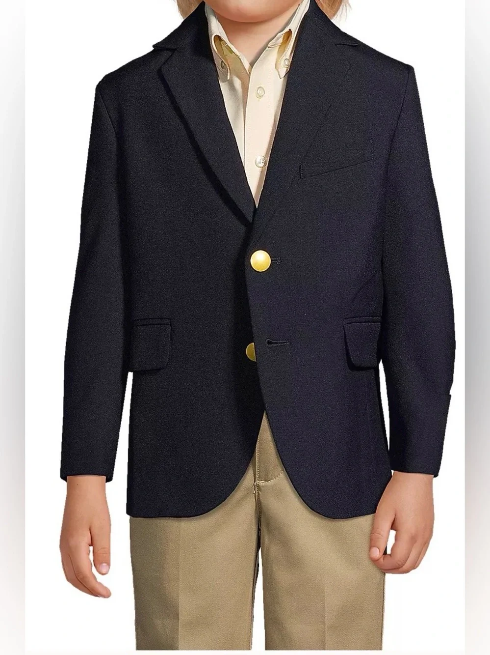 Lands End Boys Navy Blue Blazer with Gold Buttons Size 8